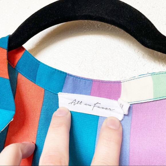 All In Favor Multi Stripe Surplice Dress Size Medium - Picture 7 of 11